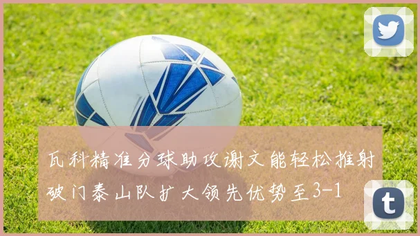 瓦科精准分球助攻谢文能轻松推射破门泰山队扩大领先优势至3-1